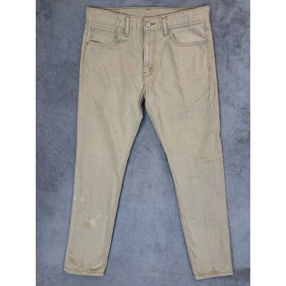 Levis Jeans Mens 32x32‎ Tan Khaki 508 Regular Fit Taper Leg White Tab *flaw*